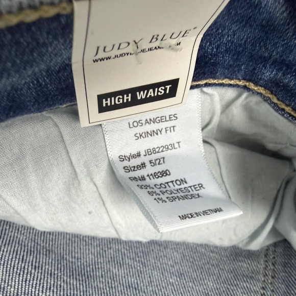 Judy Blue High Waist Skinny Fit Distressed Jeans Light Wash Size 5 27 JB82293LT - Picture 6 of 9